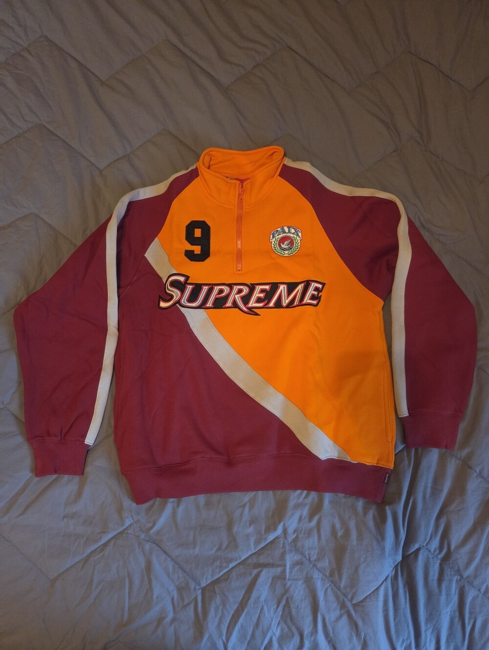 Supreme Men's Equipé Half Zip Sweatshirt Orange/Red